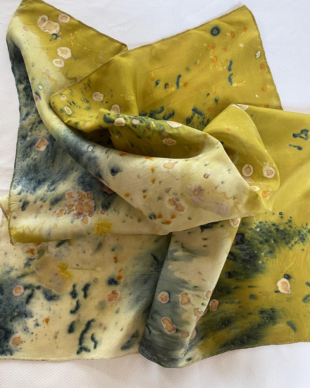 Silk scarf, small - yellow/blue