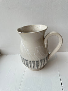 Stoneware pitcher, large - beige with pattern