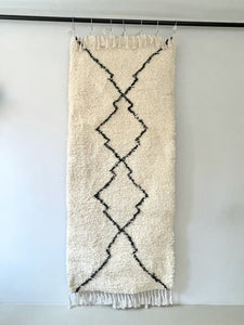 hallway rug with diamonds beni ourain design, size 200 x 85 cm
