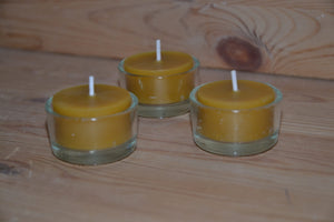 Beeswax candle with glass holder- handcrafted 1 pcs